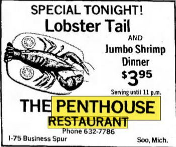 Skyline Motel (Penthouse Restaurant) - Mar 1974 Ad For Penthouse (newer photo)